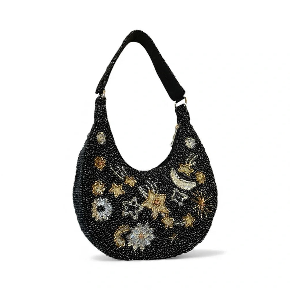 NWT VIRAL Moon & Stars Celestial Handcrafted Beaded Bag purse studio 12